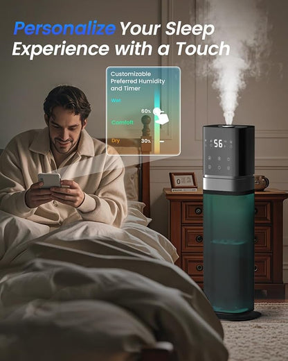 Humidifiers for Bedroom 2.1Gal/8L, Smart Humidifier Large room, Cool Mist Humidifiers for Bedroom Large Room with Extended Tube, WIFI App&Voice Control, Humidifiers for Home Baby Plants, Blue