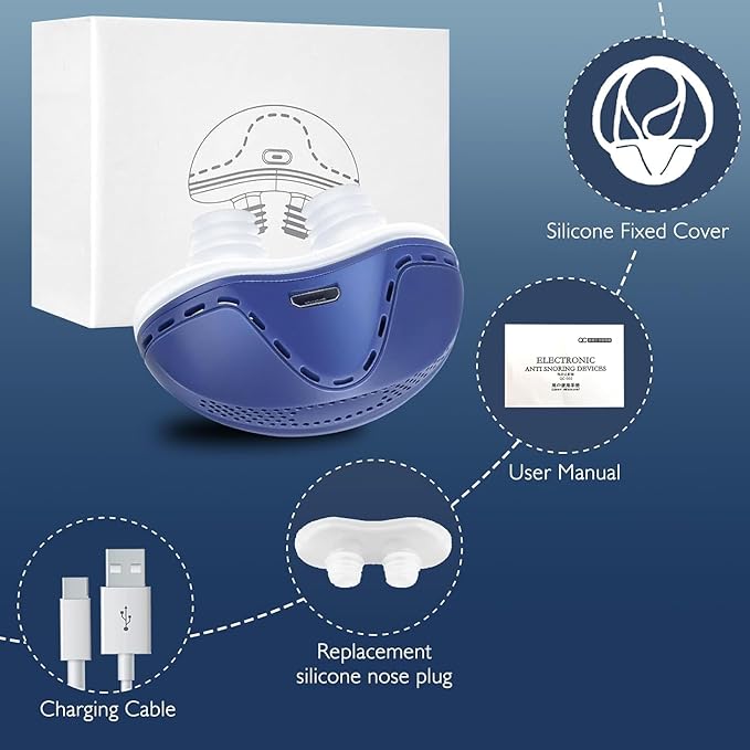 Anti Snoring Device, Double Vortex Anti Snoring Device, Adjustable Airflow Suitable for Men & Women, Upgraded Stop Snoring Solution - Blue