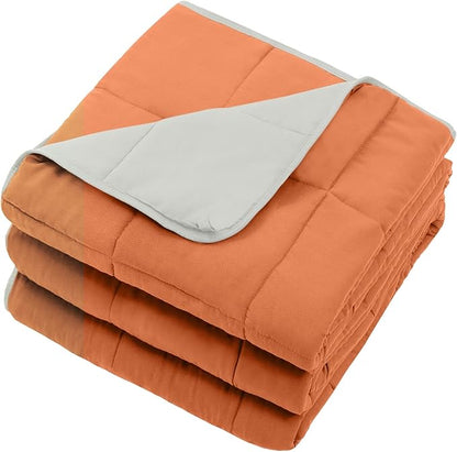 Weighted Blanket for Adults (15lbs, 60"x80" Queen Size) - Cooling and Breathable Heavy Blanket for 120-160lbs with Premium Glass Bead - Soft Thick Blanket for All-Season Sleeping Comfort - Orange
