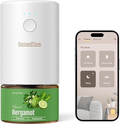 SF101S Pro Smart Waterless Essential Oil Diffuser, Plug in Aromatherapy Diffuser & Non-Toxic air Freshener, 120-Day Natural Aroma Mist, Covers 1000 Sq Ft- Free 30ml Bergamot