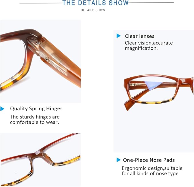 Henotin 5-Pack Reading Glasses Blue Light Blocking Anti Eyestrain Computer Reading Glasses for Women and Men Readers (Mix Color-C2, 2.50, Diopters)