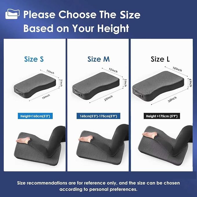 Leg Pillow for Side Sleepers, Memory Foam Knee Pillow for Side Sleeping, Leg Elevation Pillow for Hip/Back/Sciatica Pain Relief Helps Spine Alignment -18"x30" (4 INCHES) (Grey, L)