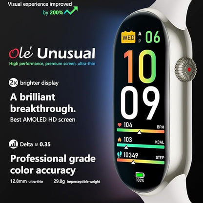 FITVII Slim Fitness Tracker AMOLED with Blood Oxygen, Blood Pressure, 24/7 Heart Rate and Sleep Tracking, IP68 Waterproof Activity Trackers and Smart Watches with Step Tracker, Pedometer for Women Men