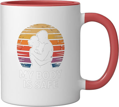 Breathing Relaxation Stress Relief Vagus Nerve Stimulation Ceramic Mug, Red/White