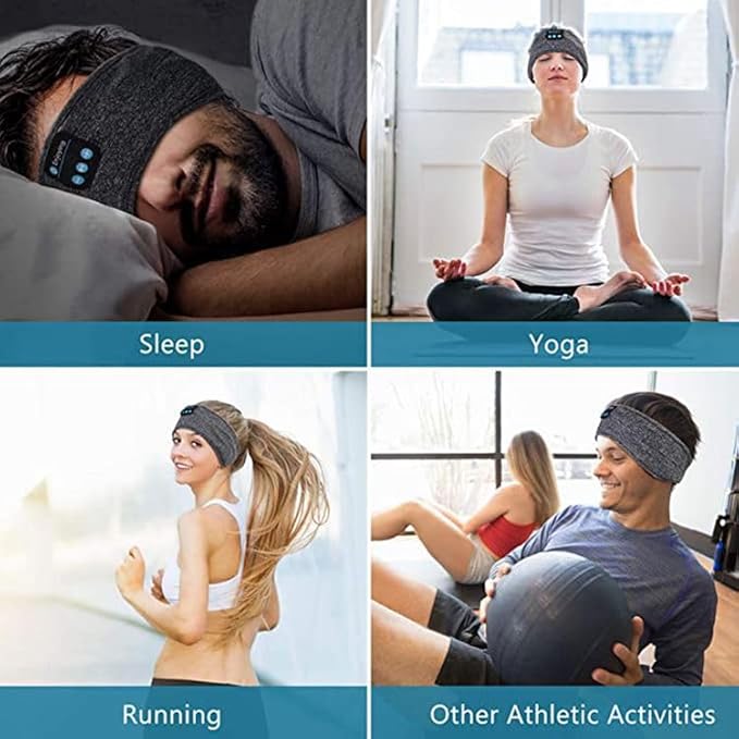 Wireless Bluetooth Sports Headband Headphones Ultra-Thin HD Stereo Perfect for Sleeping,Workout,Jogging,Yoga,Insomnia, Air Travel, Meditation Gray