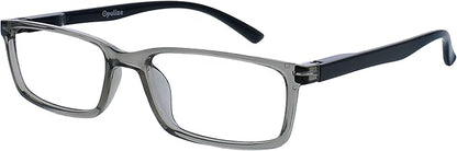 OPULIZE SEE Reading Glasses with Blue Light Blocking for Women and Men, Narrow Frame, Spring Hinges, Computer Gaming Glasses, Blue,Grey,Turquoise +3 (Pack of 3)