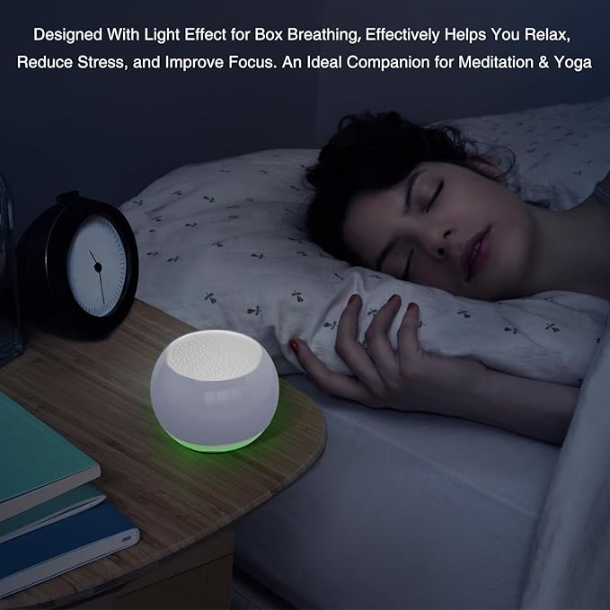 Soundary Ceramic Craft Bluetooth Speaker for Meditation & Yoga, Sound Therapy Machine for Stress Relief, Sleep Aid and Focus, Deep Bass, Louder Volume, Light Effect for Boxing Breathing (Purple)