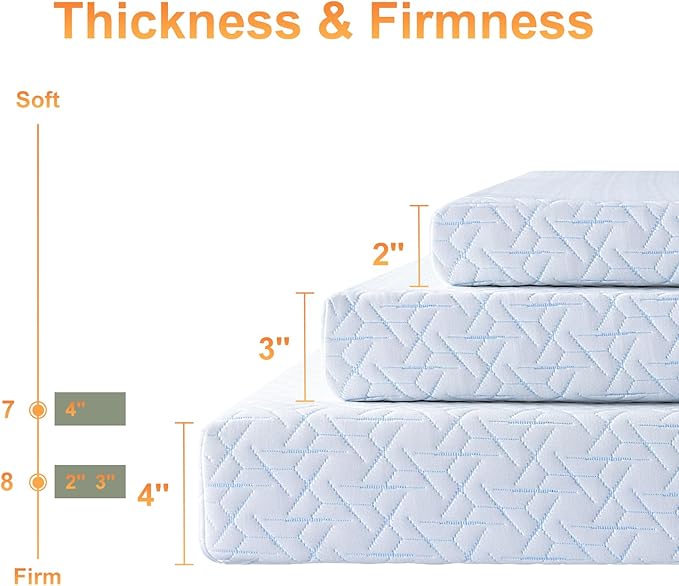 Maxzzz 4 Inch Full Size Firm Mattress Topper, Cooling Gel Memory Foam Mattress Topper for Pressure Relief, Extra Firm Mattress Topper Non-Slip Design with Removable & Washable Cover, CertiPUR-US