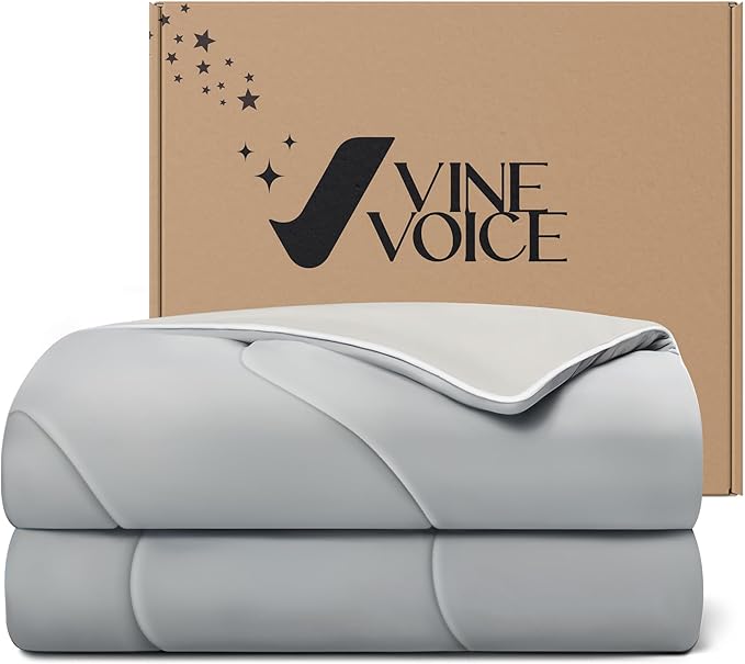 Soft Cooling Comforter Blanket for Hot Sleepers, Full/Queen, Double-Sided Cold Blanket for Night Sweats, All-Season Cooling Comforter, Silver Gray, 90''x90''
