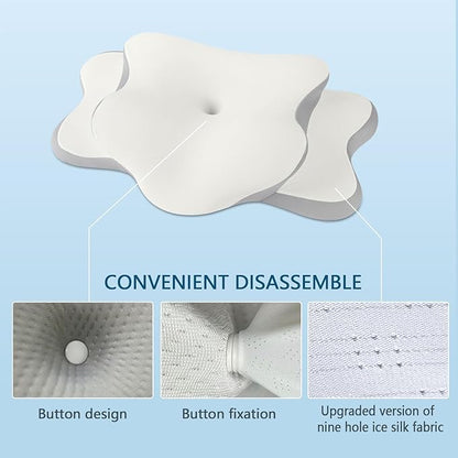 Ergonomic Pillow for Sleep Apnea, Neck Pain, and Snoring Relief | Cervical Neck Pillow for Side Sleepers | Orthopedic Memory Foam with Ergonomic Support, White