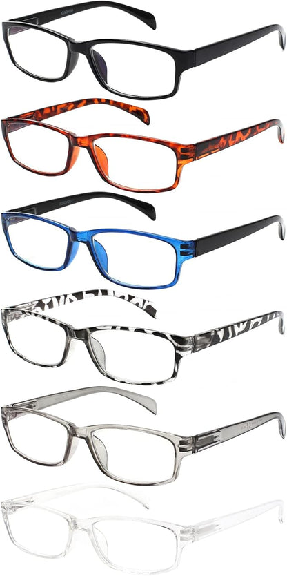 JOSCHOO Computer Reading Glasses for Women and Men 6 Pack Blue Light Blocking Spring Hinge Readers