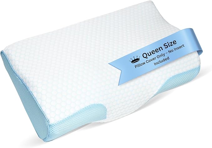 Derila Queen Size Cooling Pillowcase | Optimal Temperature Control for Your Memory Foam Pillow for Perfect Sleep. Quality Material White Pillowcase Pillows