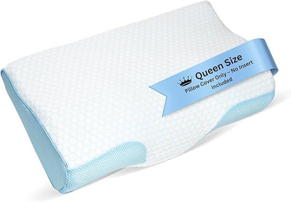 Derila Queen Size Cooling Pillowcase | Optimal Temperature Control for Your Memory Foam Pillow for Perfect Sleep. Quality Material White Pillowcase Pillows