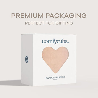 Comfy Cubs Muslin Swaddle Blankets Pack of 1, 47 x 47 Inch Soft Cotton Baby Blanket Set, Large Multipurpose Wraps for Newborns - Self-Soothing Swaddles for Newborns - Blush