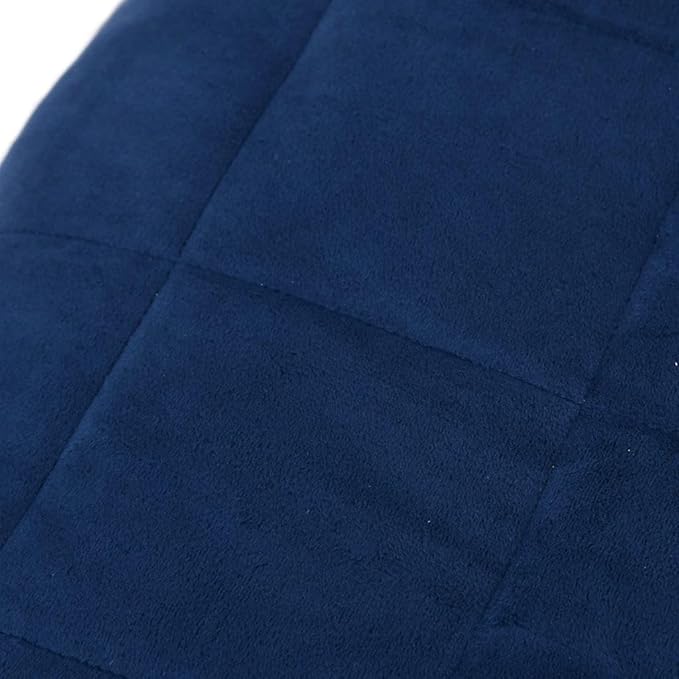 vidaXL Weighted Blanket Blue – Dual-Sided Fabric, Non-Toxic Glass Bead Filling, Designed for Even Weight Distribution, Easy Attachment to Duvet Cover – 54.3"x78.7" and 22 lb