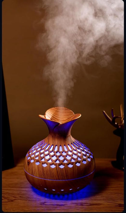 Humidifiers for Bedroom, 300ml Portable Mini Humidifier Wooden Vase Flower Diffuser for Baby Bedroom Travel Office