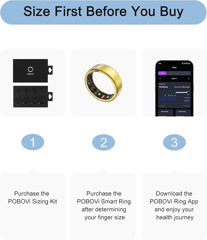 Ring OnePlus - Ultra-Thin Titanium Smart Ring - 7 Days Battery Life - Fitness/SPO₂/Stress/HR/Sleep Skin Temperature Tracker - No App Fee - iOS&Android Compatible (Gold,Size 11)