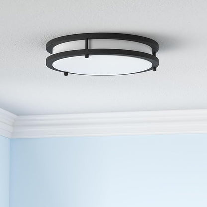 ASD LED 18" Round Flush Mount Lighting, Close to Ceiling Light Fixture | 3CCT, Dimmable, Energy Star, ETL Listed | 28W 2230LM 3000-5000K 120V | Low Profile Double Ring Lamp | Dark Bronze
