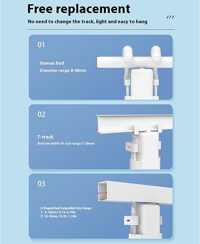 PUSOKEI Automatic Curtain Opener, Smart Curtain Opener Electronic with Voice Control, Quiet & Powerful Modes, Timer Control for T - Rail U - Rail Roman Rod