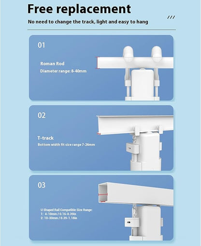 PUSOKEI Automatic Curtain Opener, Smart Curtain Opener Electronic with Voice Control, Quiet & Powerful Modes, Timer Control for T - Rail U - Rail Roman Rod