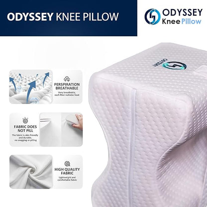 Ergonomic Knee Pillow for Side Sleepers – Cooling Leg Pillow for Side Sleeping – Sciatica Pain Relief Pillow with Strap for Hip and Back Pain – Under Knee Pillow for Sleeping on Back