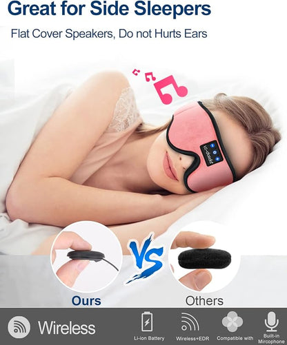 LC-dolida Sleep Headphones, Sleep Mask Bluetooth Wireless Music Eye Mask, Sleeping Headphones for Side Sleepers Sleep Mask with Bluetooth Headphones Ultra-Thin Stereo Speakers Perfect for Sleeping