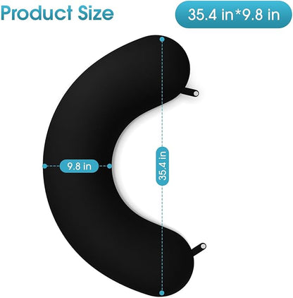 Body Pillow, Long Pillow, Memory Foam Body Pillow, C-Shaped Side Sleep Pillow, Machine Washable Pillowcase, Black-35”×10”