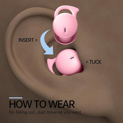 Invisible Sleep Headphones,Sleep Earbuds for Side Sleepers,Small Comfortable Fit Noise Blocking Sleep Ear Buds,Bluetooth 5.3 Wireless Earbuds, in-Ear Ear Buds for Sleeping, Working - Pink