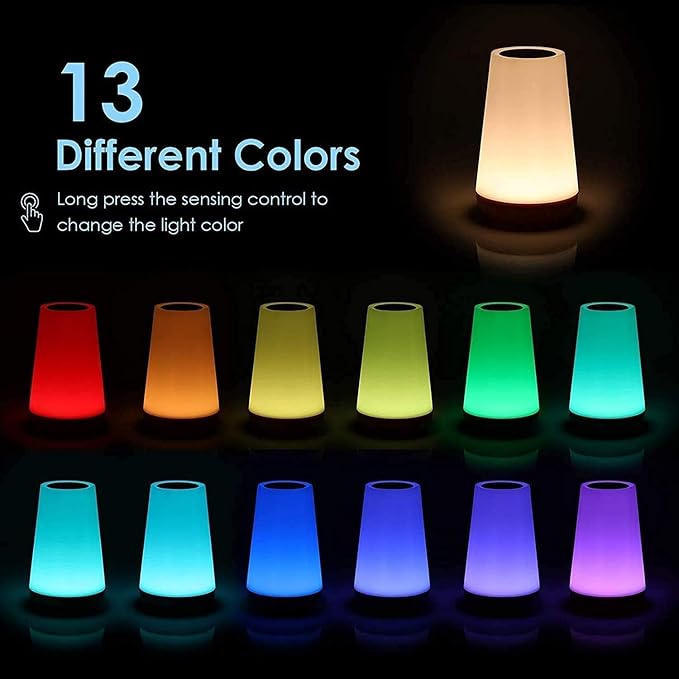 Kids Night Light Table Lamps: Dimmable LED Touch Lamp for Baby & Nursery | Eye-Caring Soft Warm White USB Rechargeable Portable Bedside for Bedroom Living Room Camping