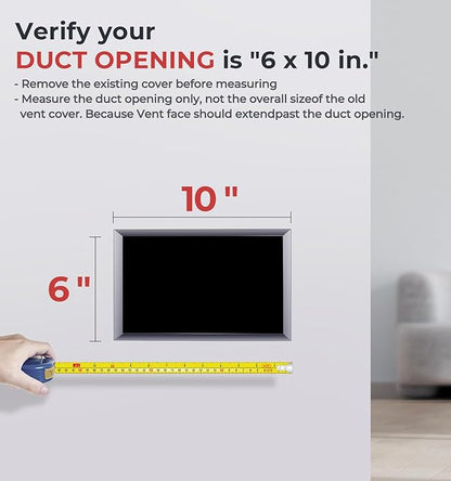 Quiet Register Booster Fan Fits 6" x 10" Register Holes, 10-Speed Smart Heating Cooling AC Vent Fan with Remote Control and Thermostat Control - Bronze