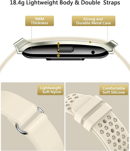 Smart Bracelet for Women Men, Health Activity Fitness Trackers, 24H Sleep Tracker, All-Day Continuous Heart Rate/Blood Pressure/HRV/Stress Monitor, 170+ Sports Modes Smart Band with Free APP 2 Bands