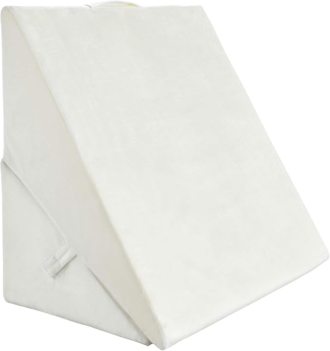 KOMFOTT Bed Wedge Rest Pillow - Adjustable Memory Foam Incline Cushion Triangle Back Support Reading Pillow w/Removable Case Cover for Back Pain, 14" Height, White Pillow