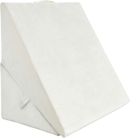 KOMFOTT Bed Wedge Rest Pillow - Adjustable Memory Foam Incline Cushion Triangle Back Support Reading Pillow w/Removable Case Cover for Back Pain, 14" Height, White Pillow