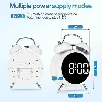 Extra Loud Alarm Clock for Heavy Sleepers Adults, Teens,Kids,Cute Retro Metal,Old Fashioned with Twin Bells,Battery Operated or Plug in,Small Digital Desk Clock