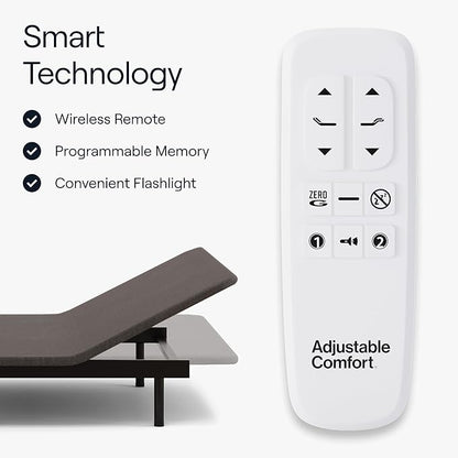 Siena 10” Hybrid Firm Queen Mattress & Adjustable Base - Head & Foot Incline - Medium Firm Memory Foam - Premium Pressure Relieving Layers - Wireless Remote with Memory - Zero Clearance & Gravity