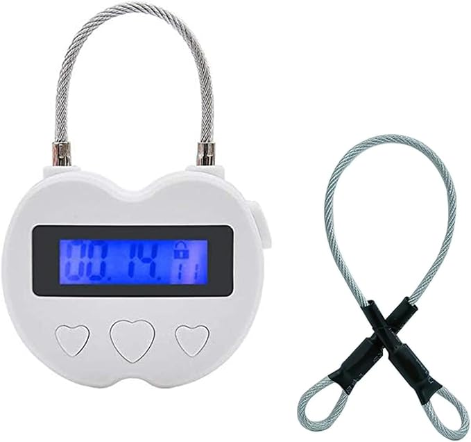Timer Padlock Timer Lock 99 Hours Electronic Timer USB Rechargeable Electronic Temporary Timer Lock with LCD Display (White)