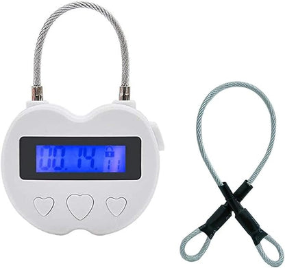 Timer Padlock Timer Lock 99 Hours Electronic Timer USB Rechargeable Electronic Temporary Timer Lock with LCD Display (White)