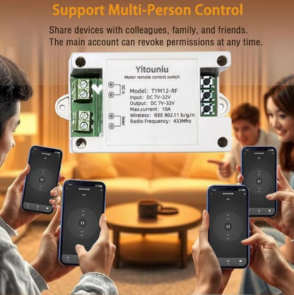 Tuya Smart WiFi/Bluetooth DC Motor Controller 10A 7-32V Reversible Switch with Timer, Voice Control for Electric Actuators, Smart Home (Alexa Compatible)