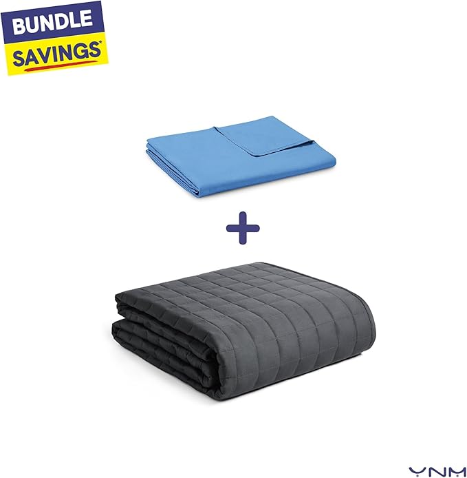 YnM Cotton Duvet Cover for Weighted Blankets (Monaco Blue, 60''x80'')