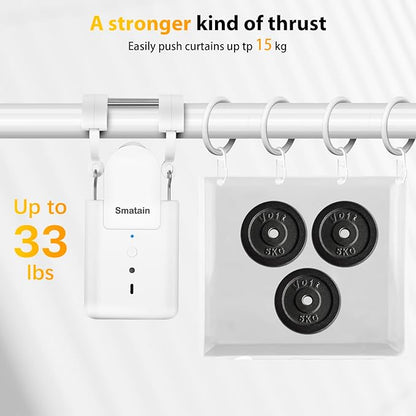 Smatain Smart Curtain Control Openr, Remote Control Curtain Robot, WiFi Enabled Motorized Curtain Rod Controller, Compatible with Alexa and Google Assistant, White, Easy Setup - 2 Piece Set