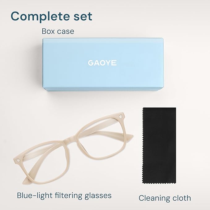 Gaoye Milky Blue Light Glasses for Computer & Gaming - Anti UV Ray Lenses, Scratch-Resistant & Comfort Fit