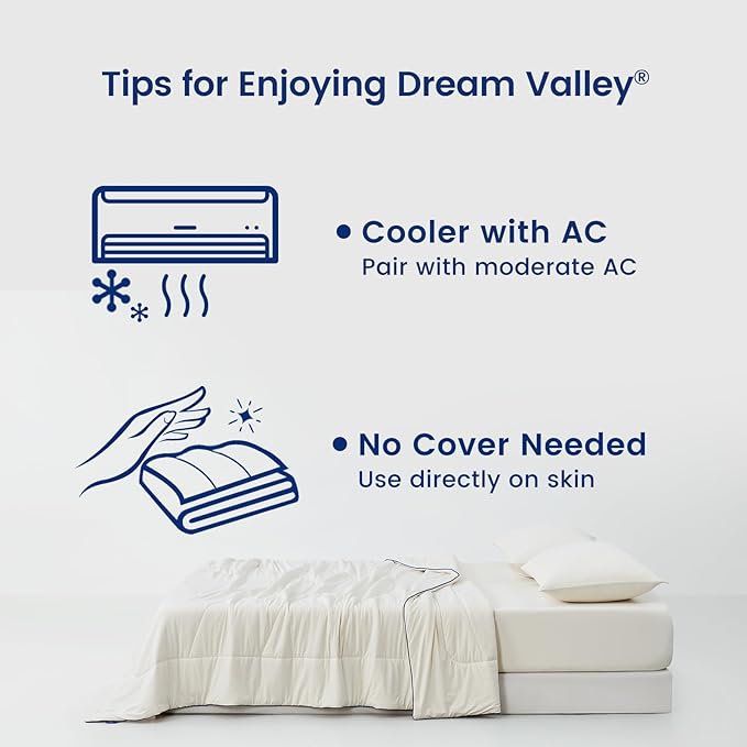 Dream Valley Outlast® Twin Cooling Comforter, NASA-Grade Instant Cooling Blanket for Hot Sleepers, Luxurious Comforter for All Season, Ivory, 60"x80"