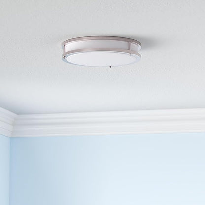 ASD LED 10" Round Flush Mount Lighting, Close to Ceiling Light Fixture | 3CCT, Dimmable, Energy Star, ETL Listed | 16W 1041LM 3000K-5000K 120V | Low Profile Double Ring Lamp | Nickel, 4 Pack