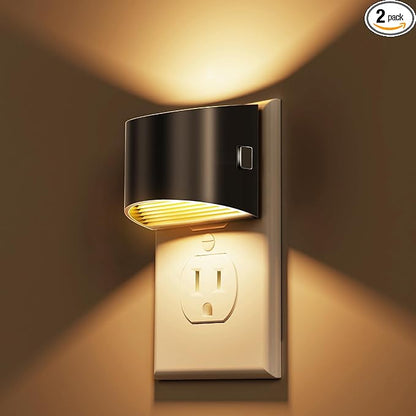 L LOHAS LED Night Lights Plug into Wall 2 Pack, Dusk to Dawn Sensor Nightlight, Brightness Adjustable, 3000K Soft White