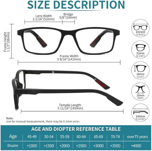 4 packs of blue block reading glasses (male and female), computer reader, UV block glasses (2.25x)