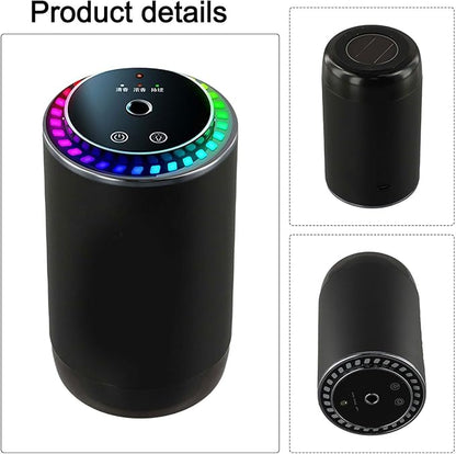 Portable Car Aroma Diffuser and Air Purifier with Humidifier, Intelligent Auto Function, 3-Level Adjustable Scent Modes, 500mAh Rechargeable Battery, Compact Aluminum Alloy Build for Relaxing Travel