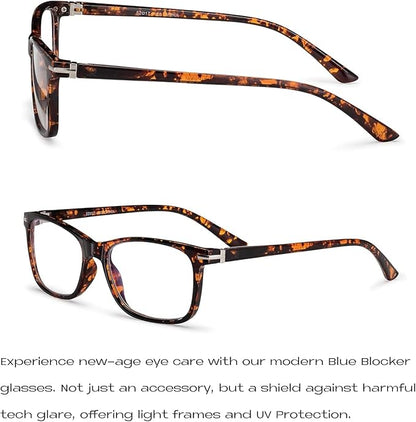 Readerest Blue Light Blocking Glasses – Thin Reflective Lens, Anti-Glare Computer Eyeglasses, UV Protection, Eye Strain Relief (Tortoise, 0.0 Magnification)
