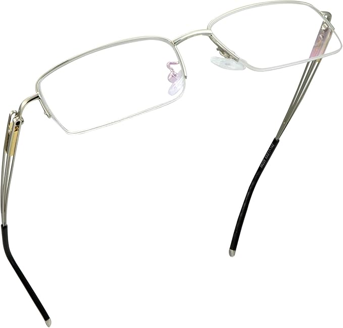 LifeArt Alloy Semi-Rimless Reading Glasses,Blue Light Blocking Glasses, Anti Eyestrain, Computer Gaming Glasses, TV Glasses for Men, Anti Glare (Silver, +2.75 Magnification)
