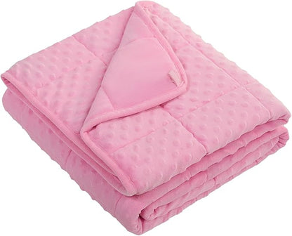 HOSUKKO Weighted Blanket - 10 lbs Pink Thciken Heavy Blanket - Small Size Breathable Comfortable Blanket(41 * 60 inches, 10 lbs)