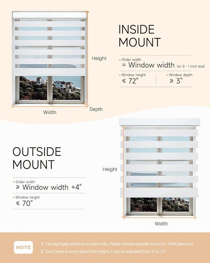 Smart Zebra Blinds for Windows, Alexa Motorized Blinds with Remote Control, Automatic Electric Power Zebra Shades for Indoor Windows (29" W x 72" H, White)